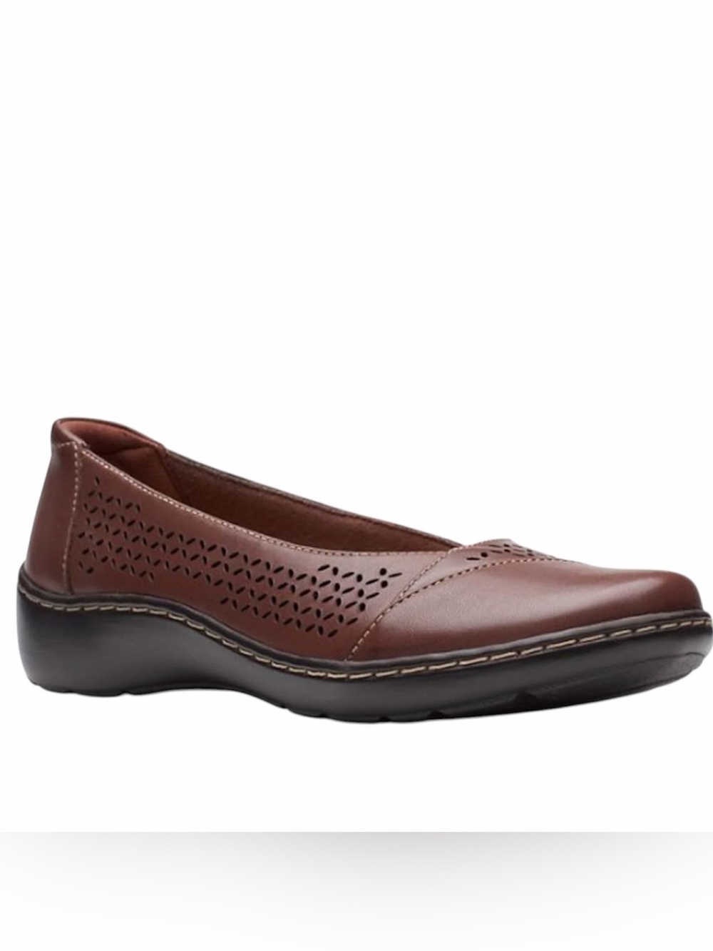 Clarks Cora Iris Dark Tan Leather slip on flats